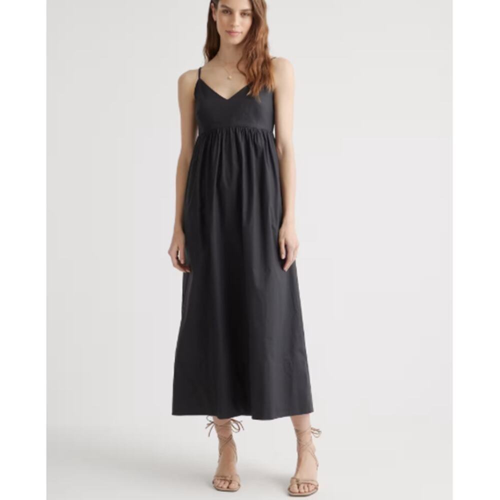 Quince Women's Black 100% Organic Cotton Sleeveless Maxi Dress Size XS